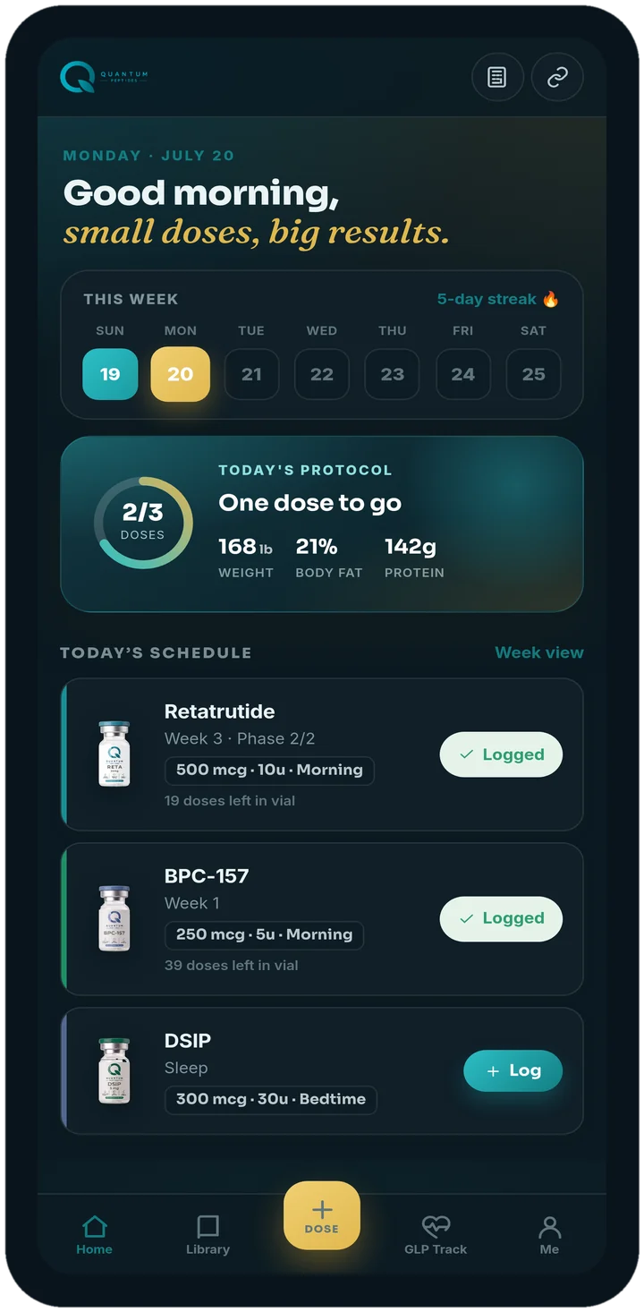 Quantum Peptide Tracker — home screen